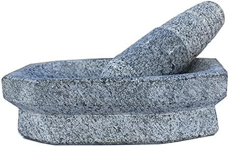 MYNAKSHA Mortar and Pestle Set Stone 10 * 6 inch greay