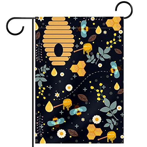 panal de abeja de dibujos animados Banderas de jardín 28 x 40 de doble cara,banderas de patio exterior,Grandes banderas decorativas de granja al aire libre