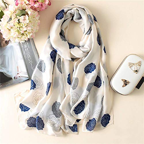 Foulard en soie imprimé pour femmes : long foulard de plage souple couleur menthe