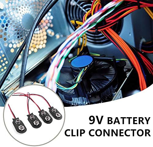 12pcs I Type Wire 9V Battery Clip Connector Black Hard Plastic Housing Battery Snap Connector Black Red Long Cable Connection(15cm/5.9inch)