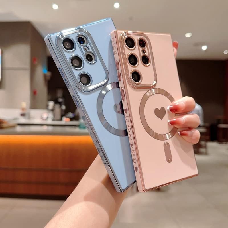 Miniatura 2 de Love Heart - Funda magnética para Samsung Galaxy S23, S22, S21 Ultra Plus, compatible con Magsafe chapado de lujo a prueba de golpes para Samsung