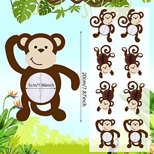 Image of Kanayu 12 Pcs Monkey Cutouts Jungle Party Decorations Honeycomb Monkeys Birthday Party Supplies Paper Safari Hanging Banner Wall Decor for Birthday Baby Shower Room Decor
