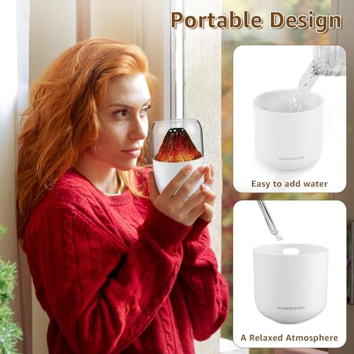 Image of Volcano Flame Humidifier & Diffuser | LED Atmosphere Light, Aromatherapy Oil Diffuser | Noiseless & Safe with Auto Power Off for Home /Office