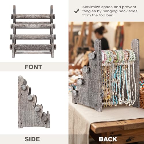 TOPNEW 4 Tier Wooden Bracelet Holder,Scrunchie Bangle Watch Necklace Display Storage Jewelry Holder Stand Display Organizer,Antique White
