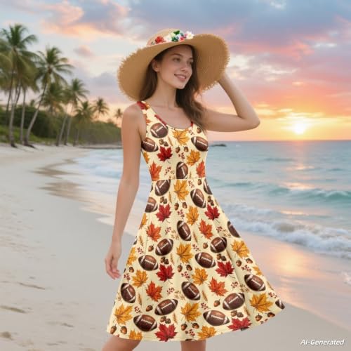 Image of Renewold Women's Sleeveless Tank Dress with Pockets, Casual Scoop Neck A-Line Sundress for Summer, Travel and Vacation