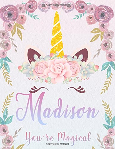 Madison: Personalized Unicorn Sketchbook For Girls With Pink Name. Unicorn Sketch Book for Princesses. Perfect Magical Unicorn Gifts for Her as ... & Learn to Draw. (Madison Unicorn Sketchbook)