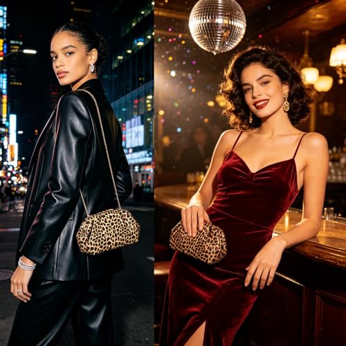 Image of Gurina Pleated PU Clutch Purse for Women Formal - Evening Bag with Detachable Chain for Weddings, Proms