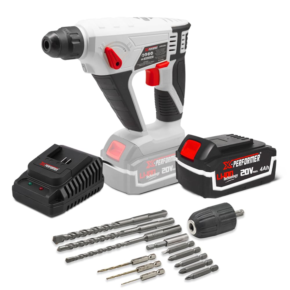 X-Performer XPRH20LI-4AC1, marteau perforateur sans fil 20V, batterie 4Ah, SDS-Plus
