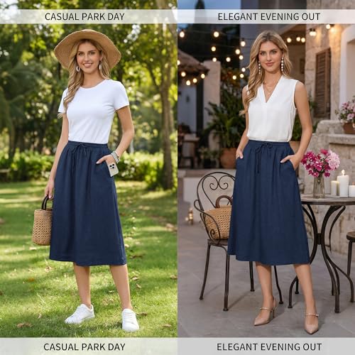 Image of Witsmile Women's Summer Pleated High Waisted Casual Flowy Skirt Pockets