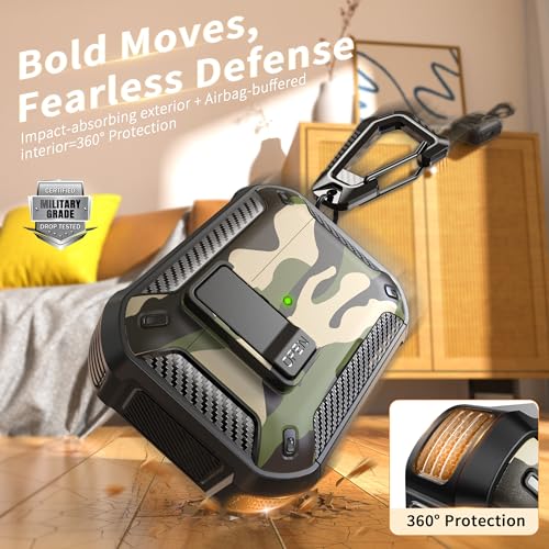 Image of AirPods Pro 3 Case with Safety Lock Phone Stand Magsafe, Camouflage