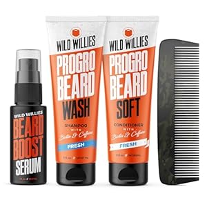 Wild Willies Beard Care Kit, Biotin Fortified Shampoo and Conditioner with Caffeine, Two 4-Oz Bottles, Promotes Healthy Beard Growth