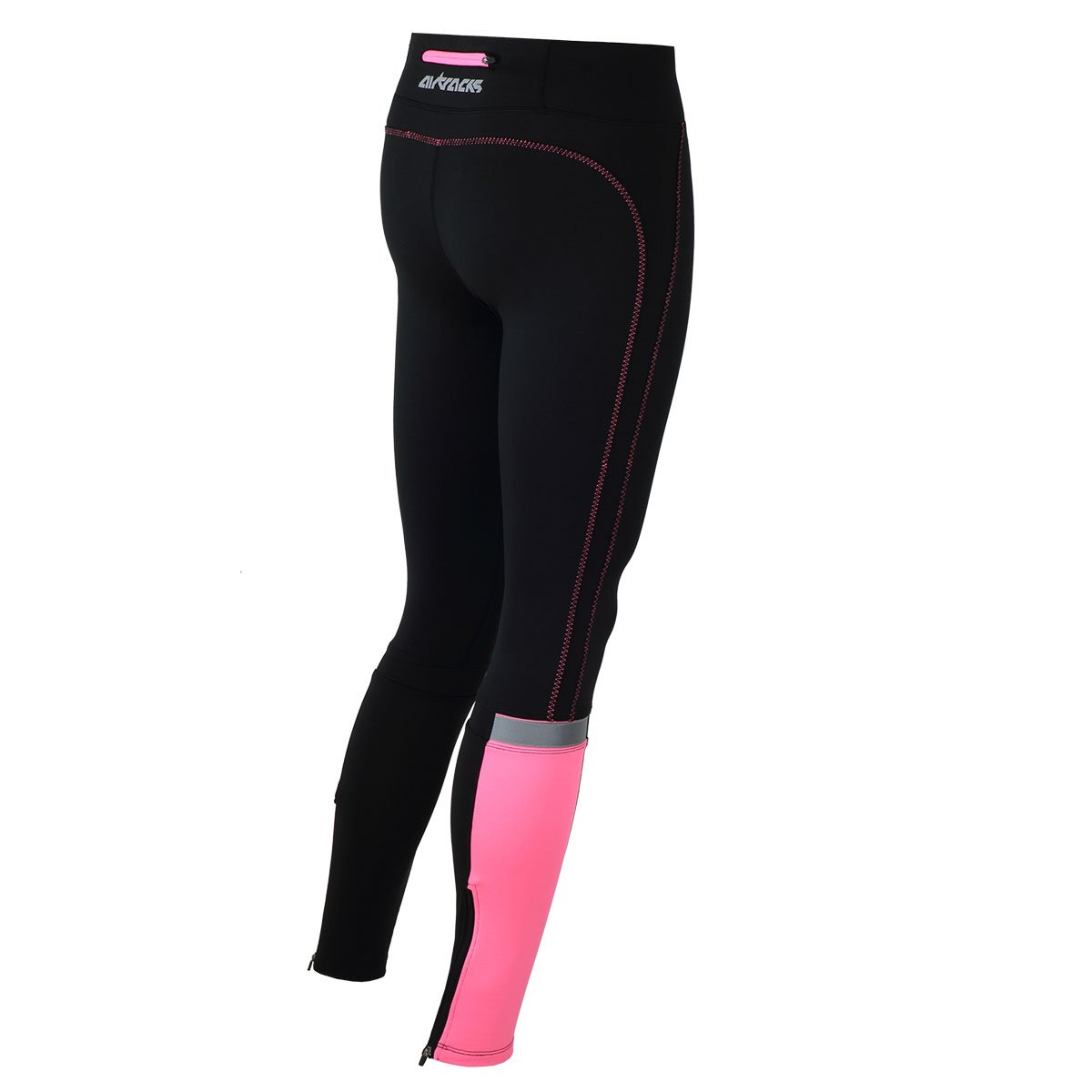 Airtracks Damen Funktions Laufhose Lang - Running Tight - Kompression - Atmungsaktiv - Reflektoren - Neon oder Pink