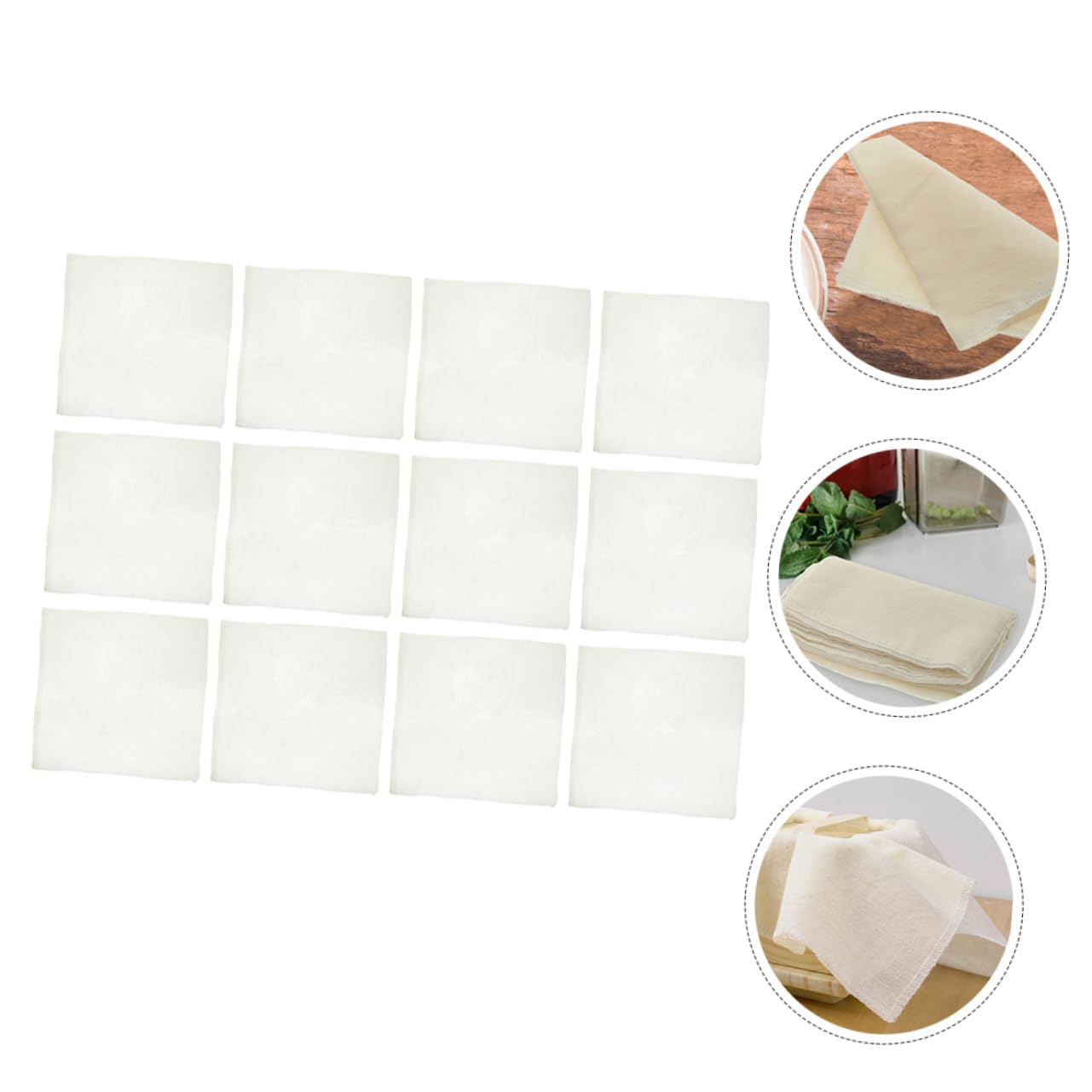 PRETYZOOM 5 Set Di Grandi Garze Quadrate in 100% Cotone Non Sbiancato Ideali Per La Cottura Del Tofu 12 Pezzi * 5