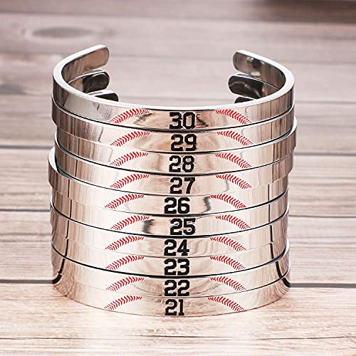 Susook Baseball Number Bracelet For Boys Stainless Steel Adjustable Cuff Bangle Baseball Sport Jewelry Gift For Men (13) #TOP4