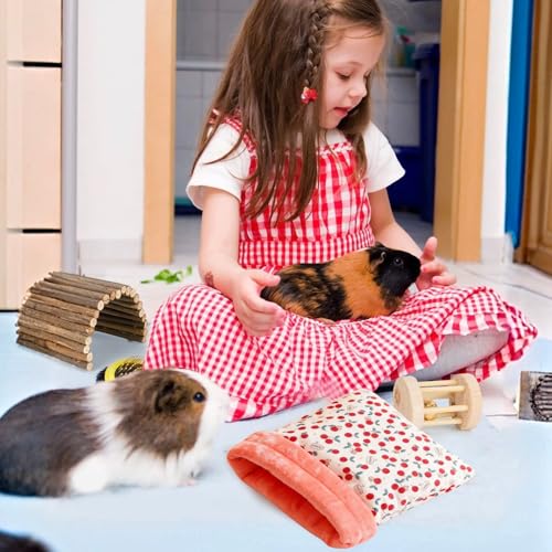 Ourdort Meerschweinchen Bett, Plüsch Meerschweinchen Bett, Kuschelhöhle, Waschbar,Winter,meerschweinchen Haus, Kleintierhaus für Chinchillas,Hamster, Igel,Frettchen,Bartagamen (Rosa)