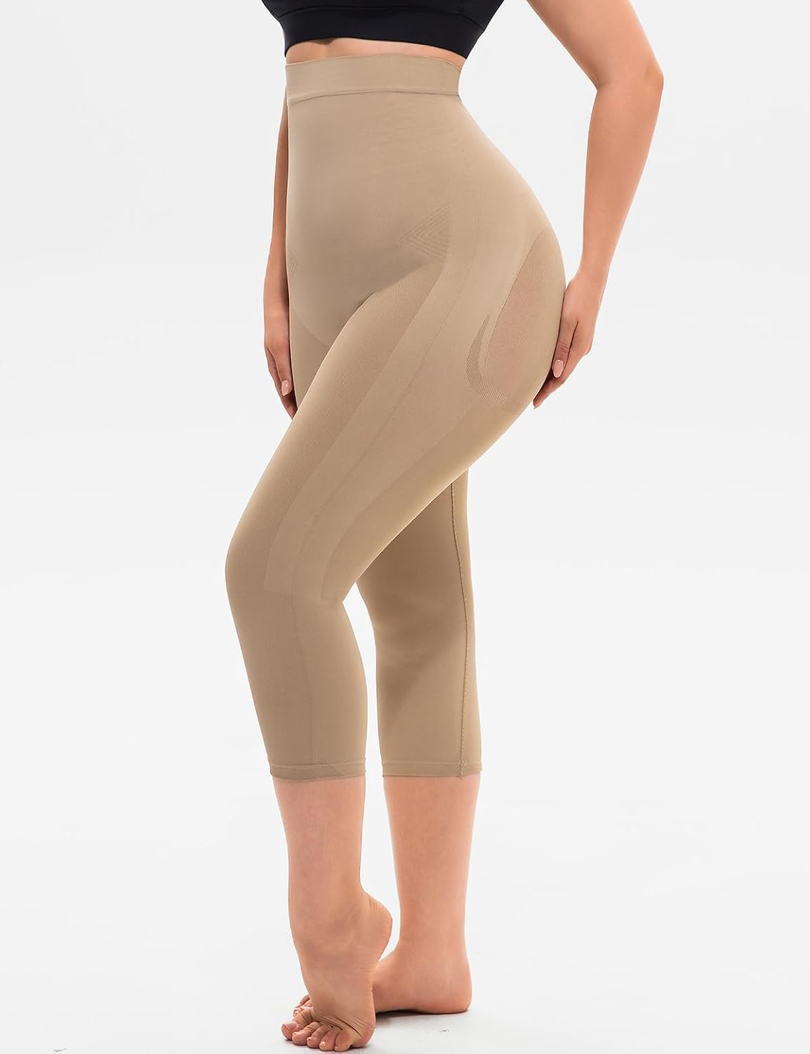 Shapewear Capri Leggings Tummy Control High Waisted Compression Leggings Butt Lifting Thigh Slimmer Body Shaper