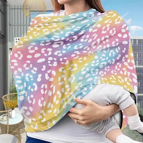 Image of Forchrinse Colourful Leopard Print Car Seat Cover Stretchy Breastfeeding Nursing Cover Soft Multi Use Cover for Shopping Cart /High Chair /Stroller