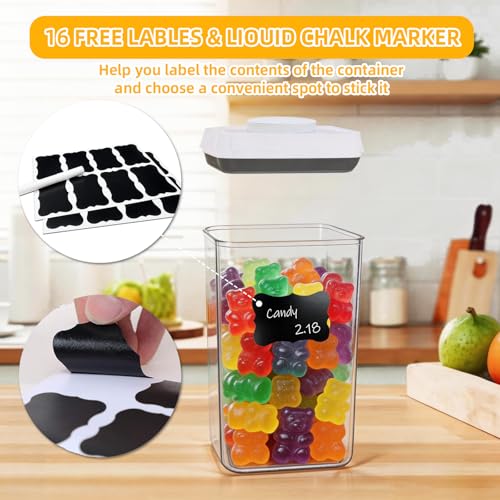 Pop Push Button Airtight Food Storage Containers with Lids | 3 Sizes: 0.65/0.7/1.8Qt for Cereal Flour Sugar Snacks Pet Food, BPA-Free Space-Saving Pantry Kitchen Canisters - Image 6