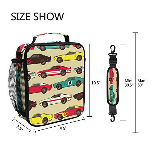 Lancheira clássica vintage para carro de corrida com isolamento térmico reutilizável