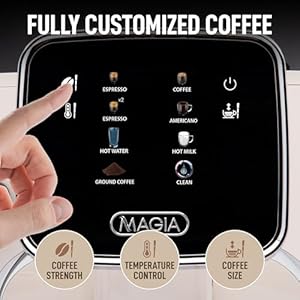 Zulay kitchen magia clasica fully automatic espresso machine with grinder touch screen coffee maker with one touch operation milk foam system for latte cappuccino macchiato white  urban country home decor