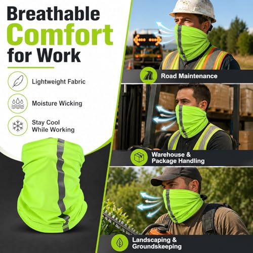 Image of SATINIOR 4 Pcs Neck Gaiter Face Mask for Men Reflective Face Cover Scarf Summer UV Sun Protection Balaclava Bandana for Work