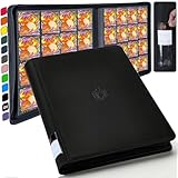 ByderPro1000個以上のポケットトレーディングカードバインダー、1088枚のトレーディングカードを収納可能 - 16ポケットリングレストレーディングカードアルバム トレーディング&スポーツカード用，TCG，レザー+ファスナー完閉｜長期保存に最適な固定ページ&タグ付き
