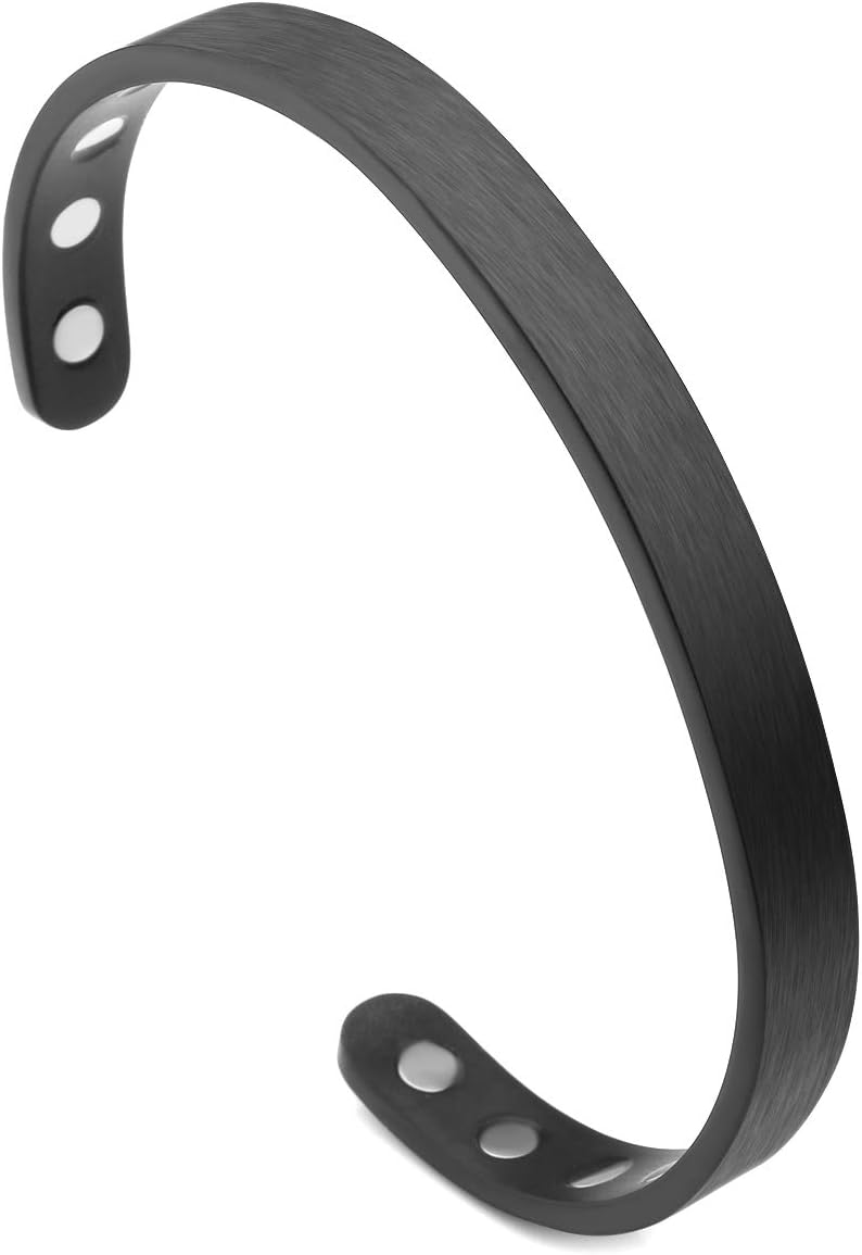 JoviviPersonalized Custom Titanium Matte Plain Cuff Bangle Bracelets for Men Women Therapy, 8mm,Gold Plated/Black/Silver/Rose Gold, Gold