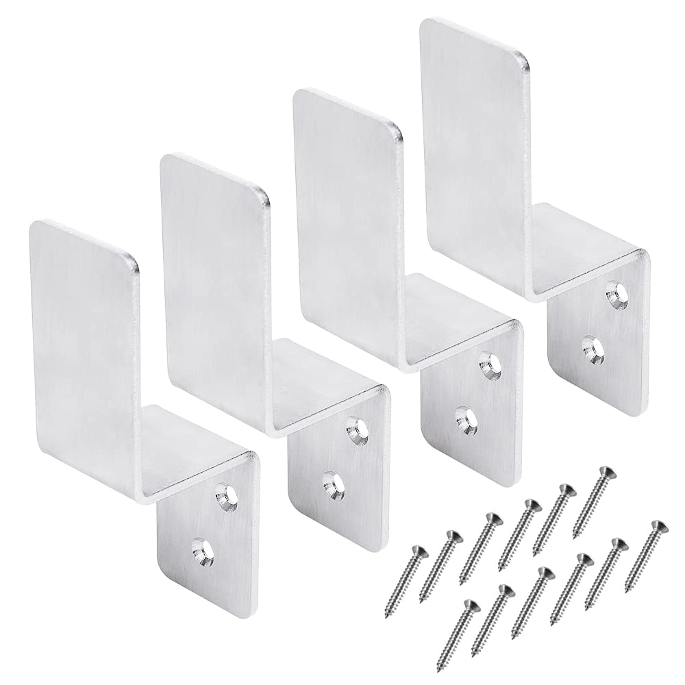 2x4 Door Barricade Brackets (4 pcs) Drop Open Bar Holder Steel Z Bracket for 2 by 4 Lumber as Security Door Reinforcement, Door Jammer, Tool Hanger for Your Home, Barn, Shed, Garage, Gate