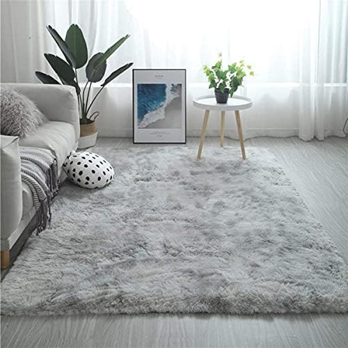 Tinyboy-hbq Area Rugs Large Living Room Rug Soft Bedroom Carpet Anti Slip Fluffy Rugs Shaggy Indoor Nursery Kids Rug Mat Soft Floor Mat Furry Plush Rug for Home Decor(Black gray, 80 * 120cm)