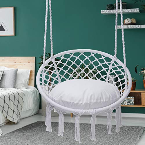 Y- Stop HCMS-02 Hammock Chair Macrame Swing Chair, Max 330 Lbs, Hanging Chair Cotton Rope Hammock Chair Swing thumb #6