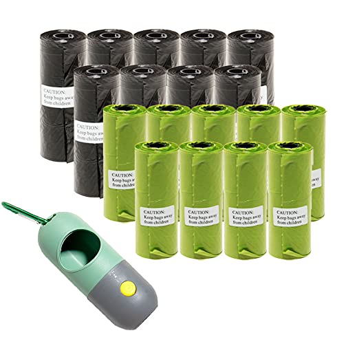 Sacs à Déjections Canines Avec Distributeur et Clip Pour Laisse, 270 Sacs sac Crottes Chien (Vert et Gris) Cover