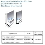 Matériau : Aluminium 25 mètre Plinthe TYP 50-20-2 (Aluminium anodisé, couleur: inox / 65034-8 94°)