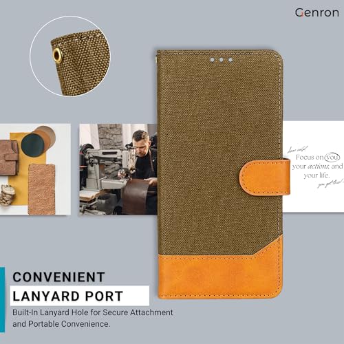 Image of Denim & Leather Flip Cover for Samsung A52S | Multi-Angle Viewing Stand | Luxury Design | Wallet Folio Cover for Samsung Galaxy A52S (Dark Brown)