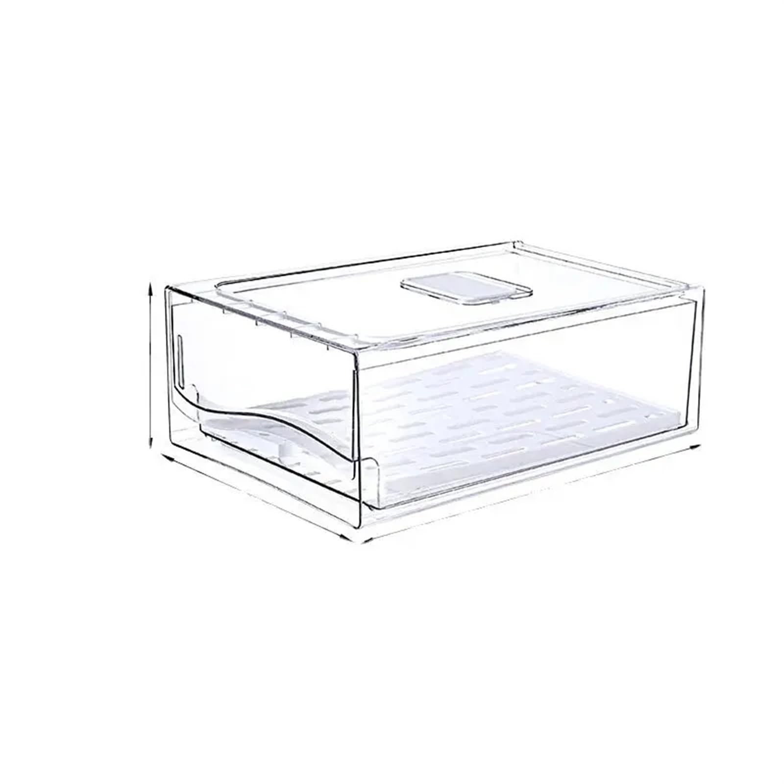 Organizador Nevera Caja for almacenamiento de refrigerador, caja de almacenamiento en frío tipo cajonera de plástico de alta permeabilidad con cesta de almacenamiento con tablero de drenaje(Big)