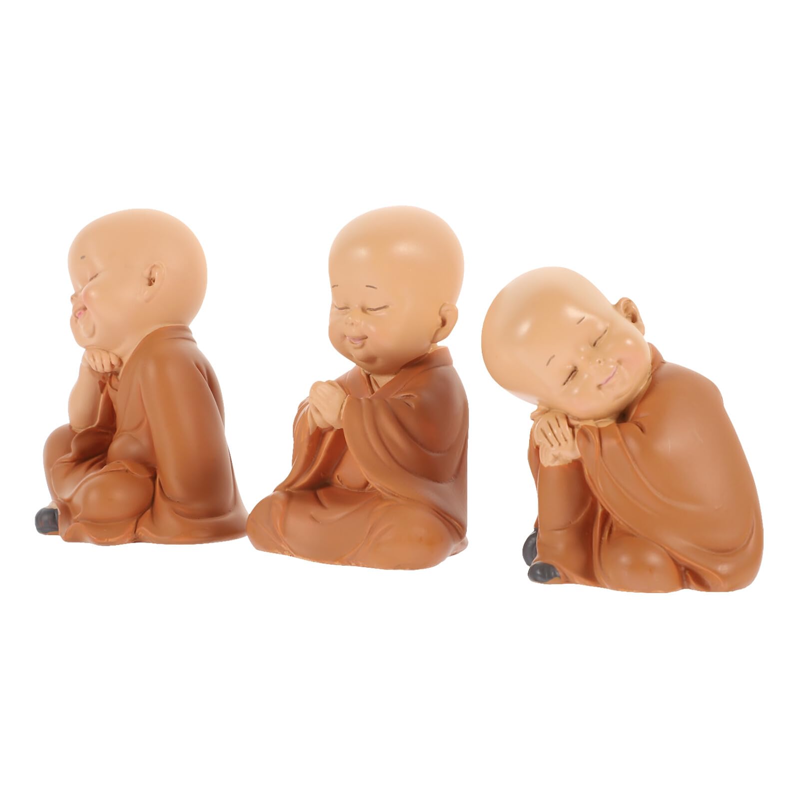 Figurines de moine mignon lot de 3 objets décoration voiture maison style minimaliste résine