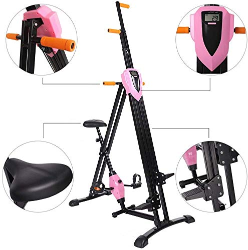 Hurbo Vertical Climber Home Gym Exercise Folding Climbing Machine Exercise Bike for Home Body Trainer Stepper Cardio Workout Training Non-Stick Grips Legs Arms Abs Calf (Pink)