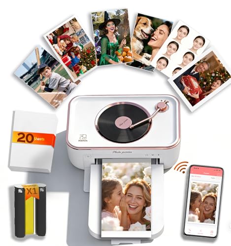 CP6000 4x6 Photo Printer, Wi-Fi Instant Phone Printer for iPhone Android, Full-Color Picture Printers with Bluetooth Speaker, Dye Sublimation, AR Video, 20 Sheets 1 Cartridge for Gift Home Use, White