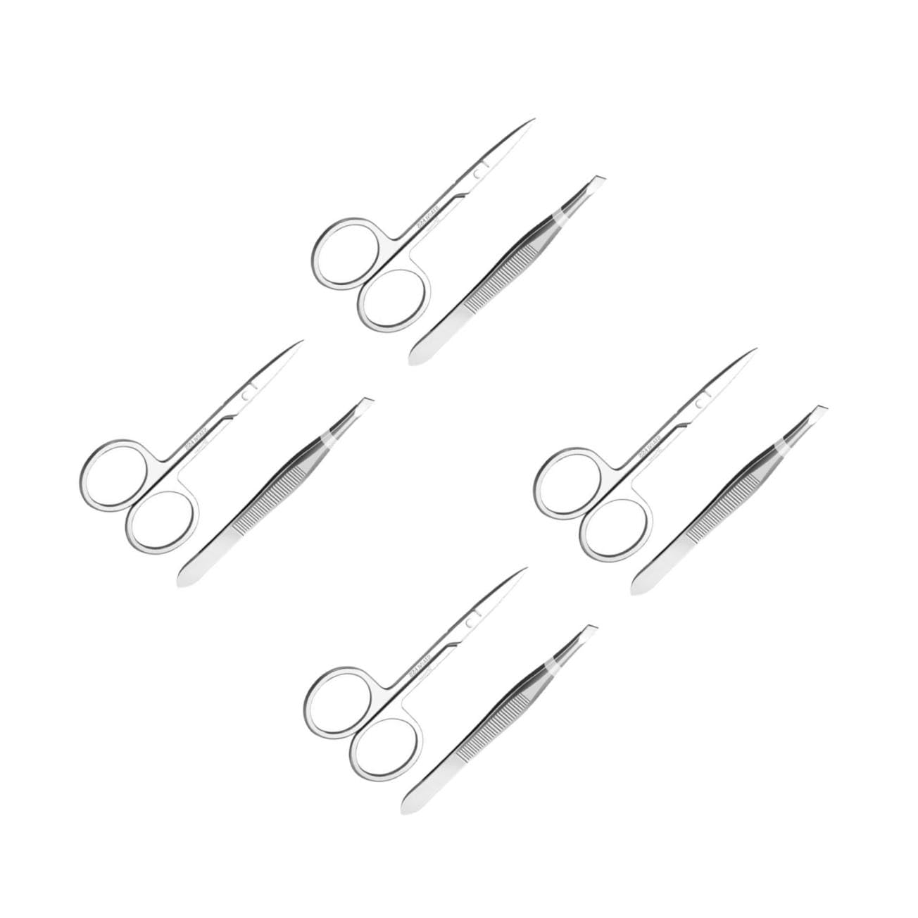 POPETPOP 4sets Strumenti Per Sopracciglia Acciaio Inossidabile Pinzetta e Forbice Per Rifinitura Sopracciglia Accessori Professionali Per Bellezza e Trucco
