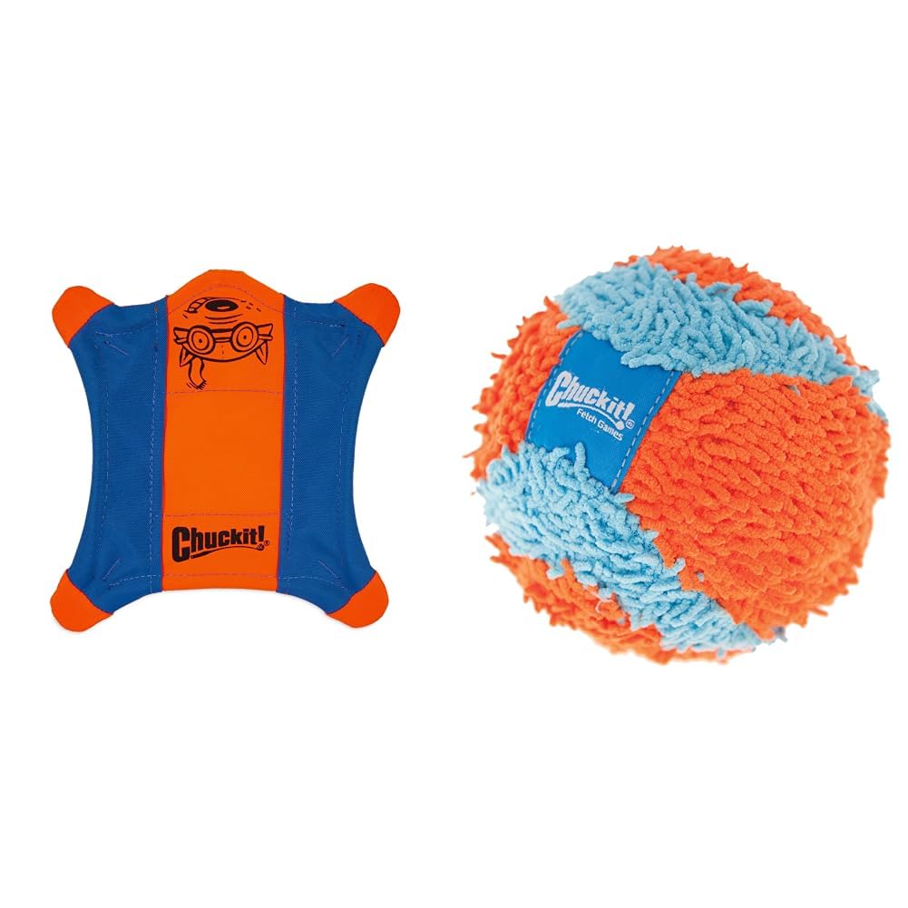 Chuckit Flying Squirrel Fetch Dog Toy Size Medium 9 5 Diameter Orange Blue for Medium Dog Breeds Indoor