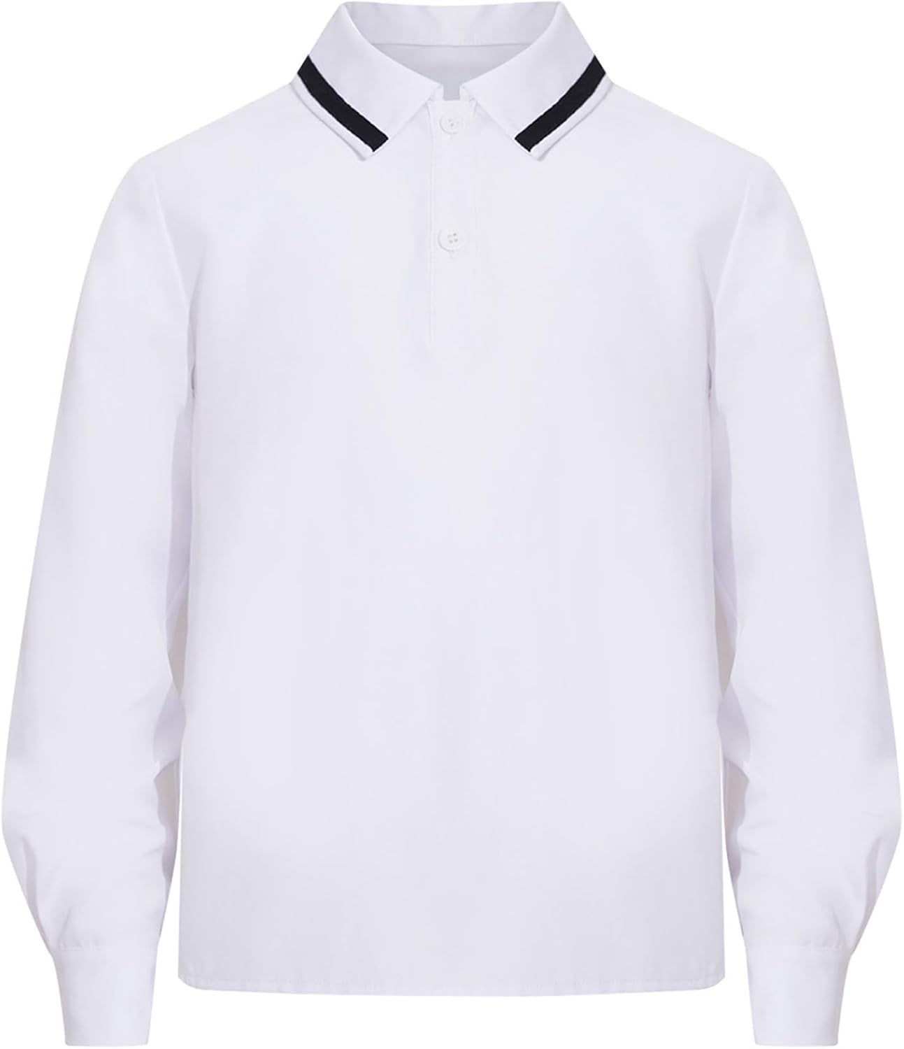 Girls' School Uniform Long Sleeve Polos Shirt with Button Closure Pullover Kids Casual Tops