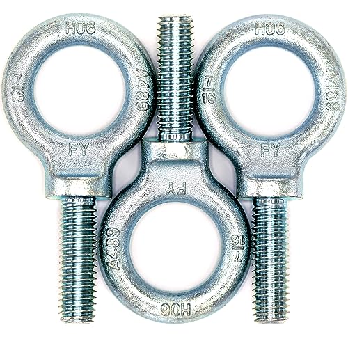 Image of 3 Pcs Lifting Shoulder Eye Bolts 7 /16 inch-14 X 1-3 /8 inch | Blue Bright Zinc Plated