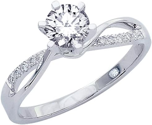 0.45 Carat Elegant Twisting Split Shank Diamond Engagement Ring with a 0.37 Carat J-K I2 Center