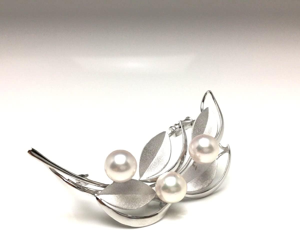 Isowa Pearl（伊勢志摩の真珠専門店 イソワパール） アコヤ真珠 ブローチ 約7.5mm ホワイトピンク シルバー 植物 6