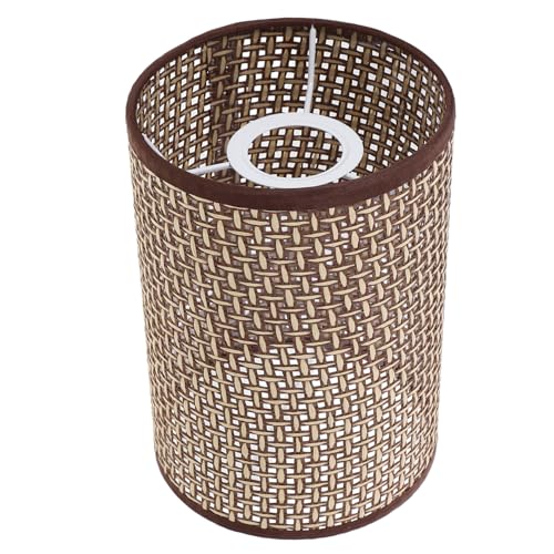 HOUDERCO 藤曼竹編ランプシェード ソケット対応 テーブルランプカバー 籐と属製 耐久ある手工芸 居間 寝室用照明アクセサリー