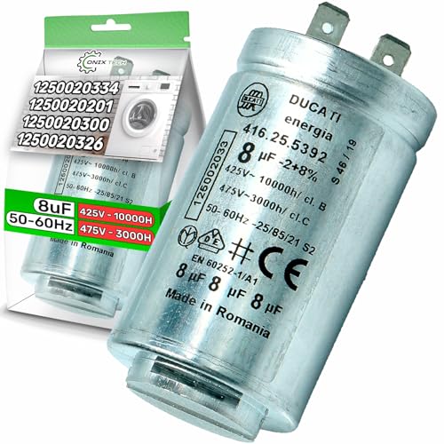Condensateur de Démarrage pour Sèche Linge de 8uF avec le Code Original 1250020334 1250020201 1250020300 1250020326 pour Zanussi pour Electrolux pour Aeg -...