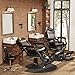 Baasha Black Luxury Barber Chair, Comfortable Reclining Salon Chair with Ultra-Stable Base, Adjustable Headrest & Plush Seat, 550 lbs Capacity
