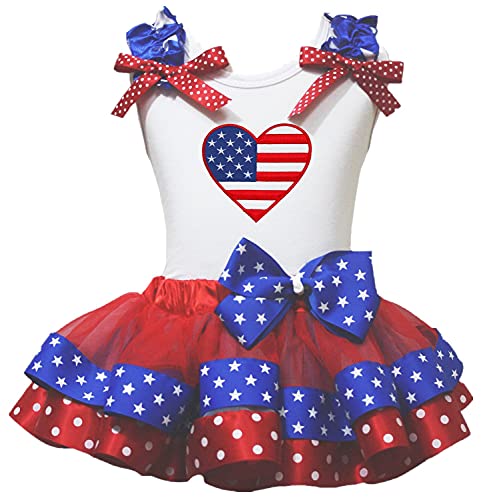 Image of Petitebella USA Heart Shirt Petal Skirt Outfit Nb-8y