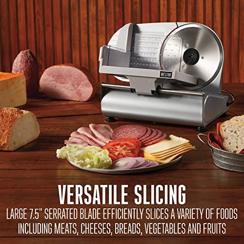 Weston Electric Meat Cutting Machine, Deli & Food Slicer, Adjustable Slice Thickness, Non-Slip Suction Feet, Removable 7.5" Stainless Steel Blade, Easy to Clean (61-0750-W) by Weston - Image 2
