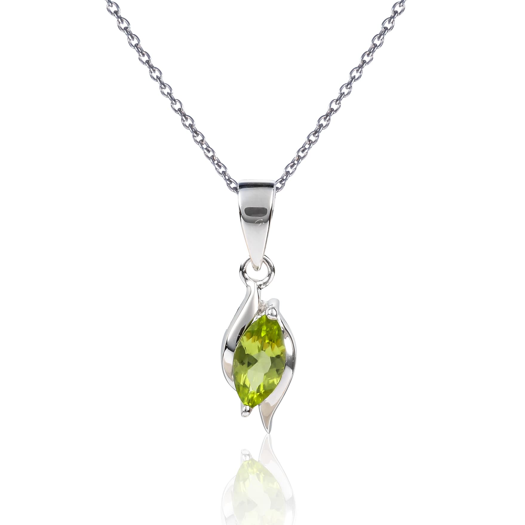 namana 925 Sterling Silber Halskette mit natürlichen Edelstein-Anhängern für Damen, Sterling Silber Halskette mit Halbedelsteinen in Marquise-Form an einem eleganten Anhänger für Frauen.