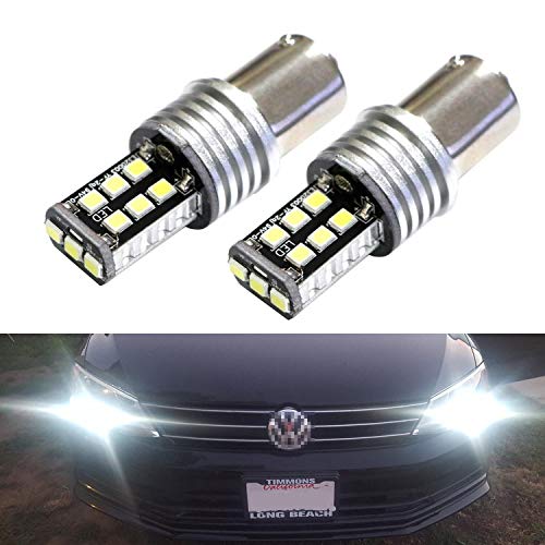 iJDMTOY (2) Xenon White 15-SMD LED Replacement Bulbs Compatible With Volkswagen: 2011-2018 MK6 Mk6.5 Jetta As Daytime Running Lights
